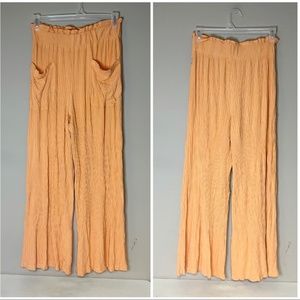 Free People Movement Peach Orange Wide Leg Ribbed Pants